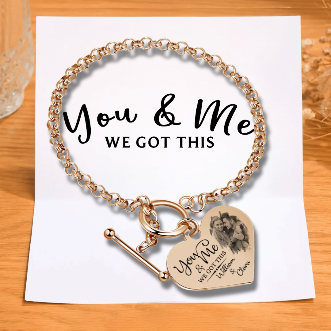 Personalised Photo Bracelet Set You & Me We Got This Custom 1 Photo & 2 Names Gift for Her