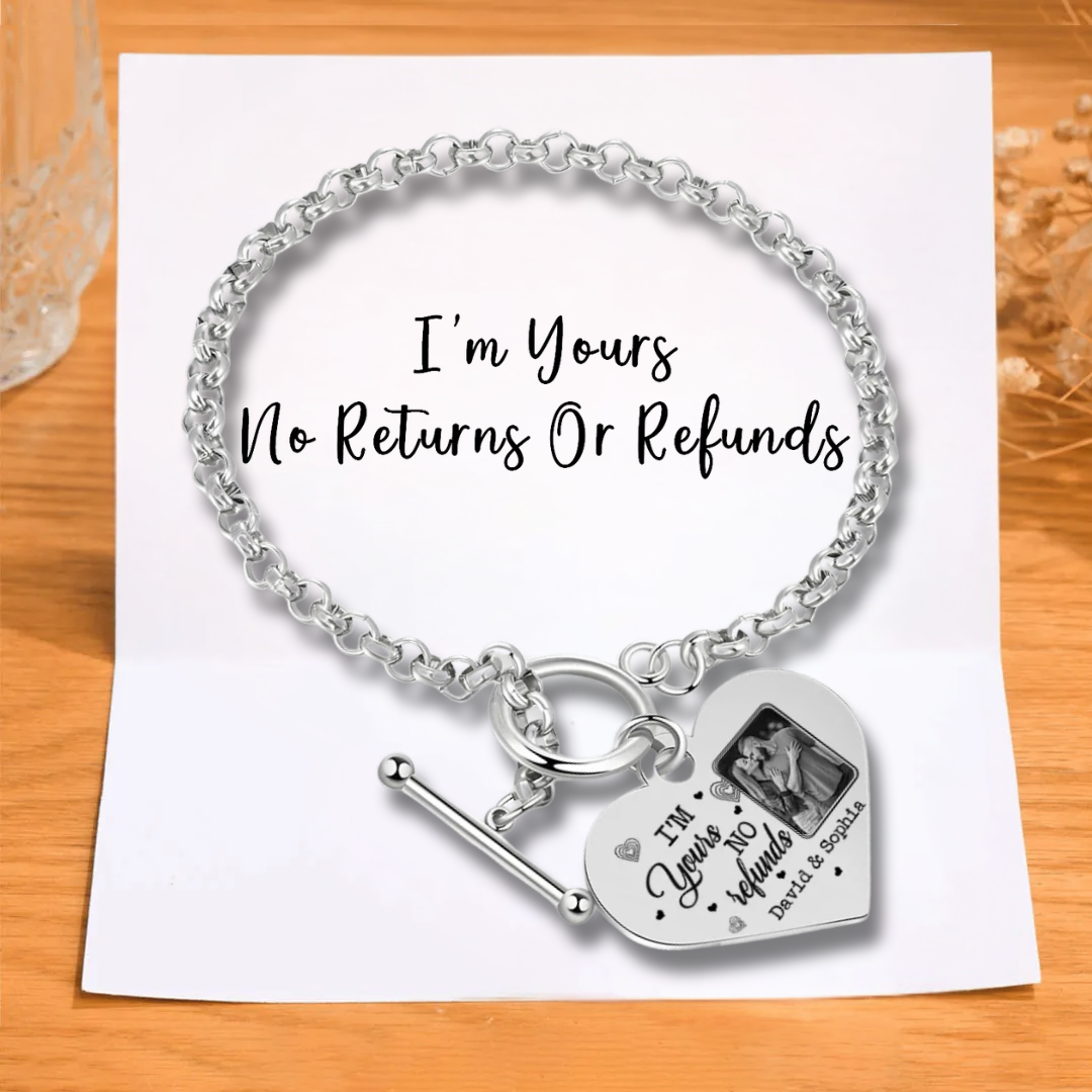 Personalised Photo Bracelet Set I’m Yours No Returns or Refunds Gift for Her