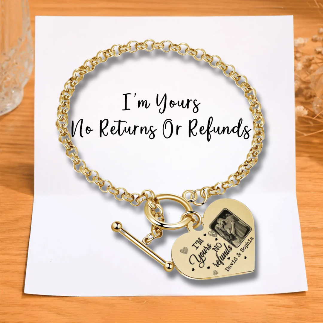 Personalised Photo Bracelet Set I’m Yours No Returns or Refunds Gift for Her