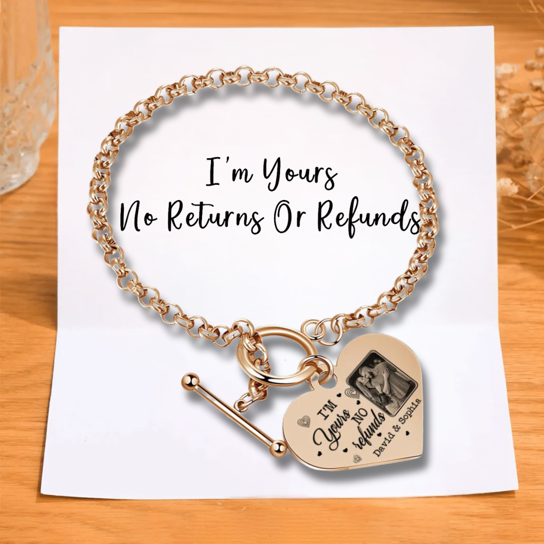 Personalised Photo Bracelet Set I’m Yours No Returns or Refunds Gift f