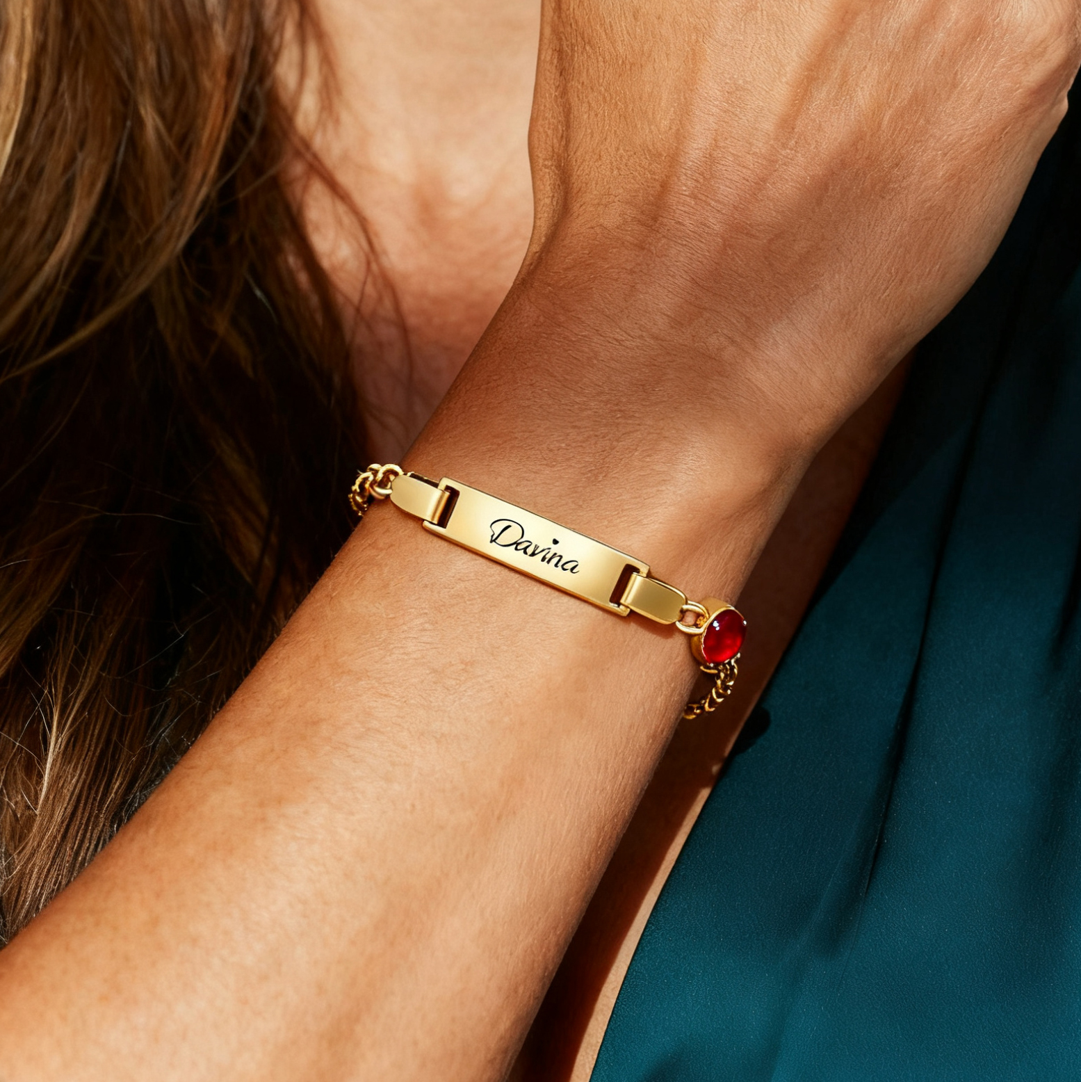 Personalised Bar Bracelet Custom Birthstone & Name Adjustable Bracelet Gift for Daughter