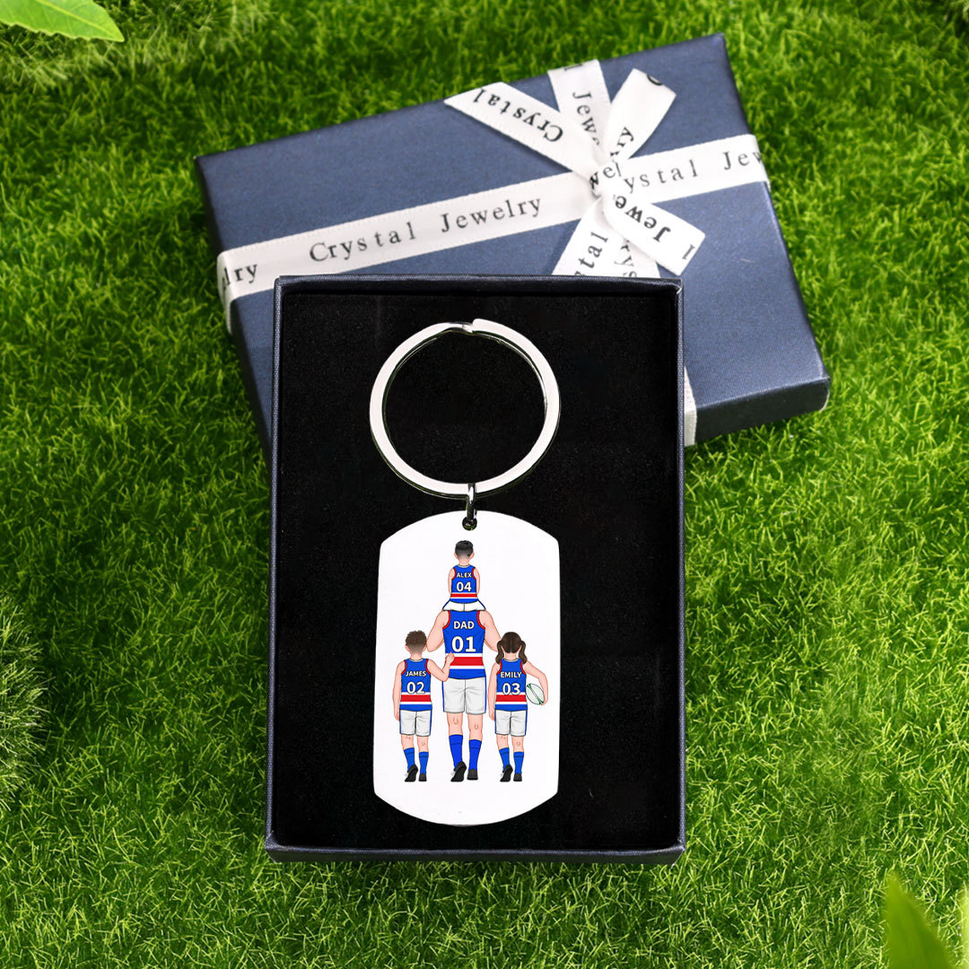Personalised Australian Rules Football Family Keyring Custom 2–4 Names Fist Bump Keychain Fathers Day Gift for Dad/Grandpa-Jessemade AU