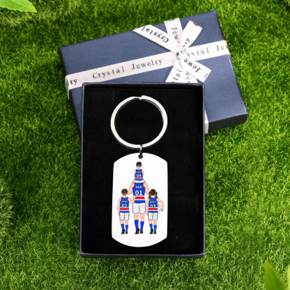 Personalised Australian Rules Football Family Keyring Custom 2–4 Names Fist Bump Keychain Fathers Day Gift for Dad/Grandpa-Jessemade AU