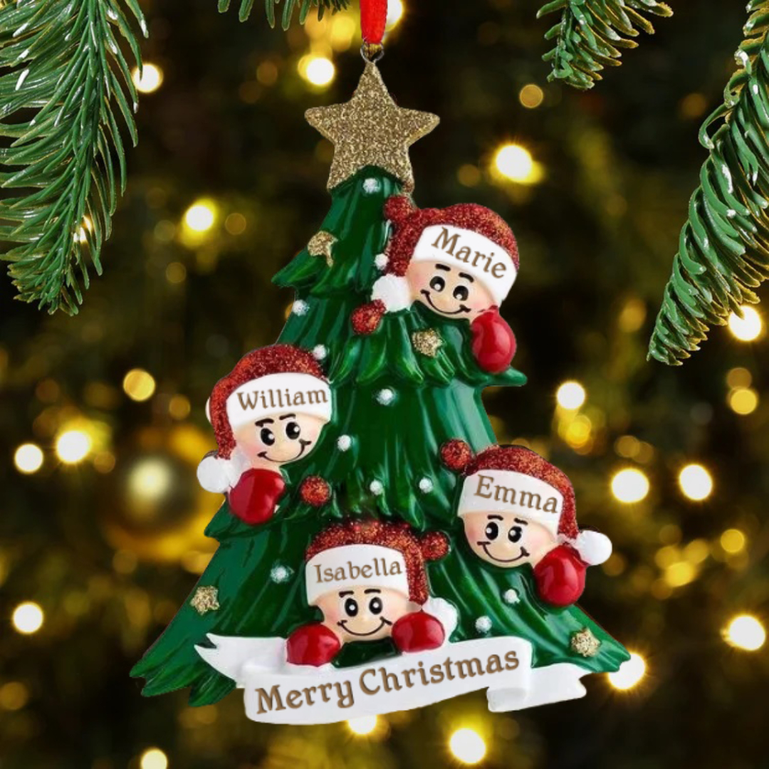 Personalised Family Christmas Ornament Custom 4 Names Hanging Ornament Gifts For Family