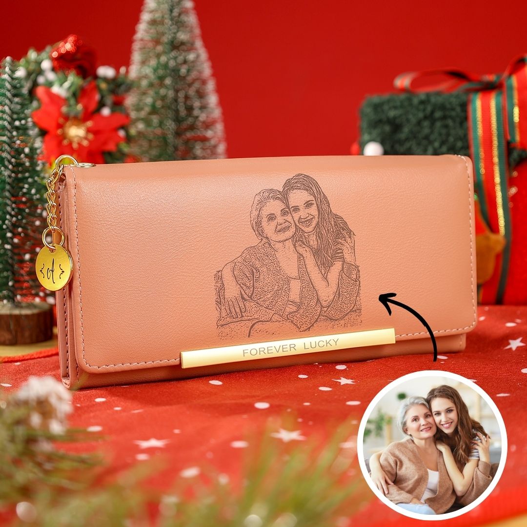 Personalised Women Wallet with Custom Photo and Engraved Letter