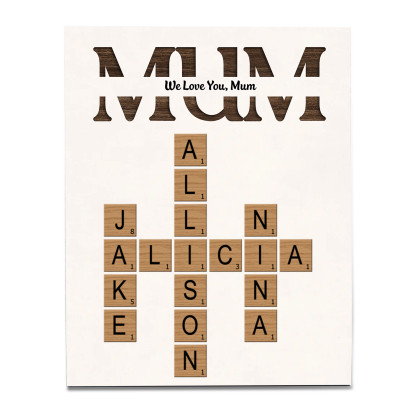 Personalised Wooden Plaque Crossword Custom With Text & Names Ornament Gift for Mum | Jessemade