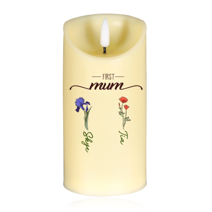 Personalised 1-10 Names Mum LED Candle, Custom First Mum Now Grandmother Candle Gift | Jessemade