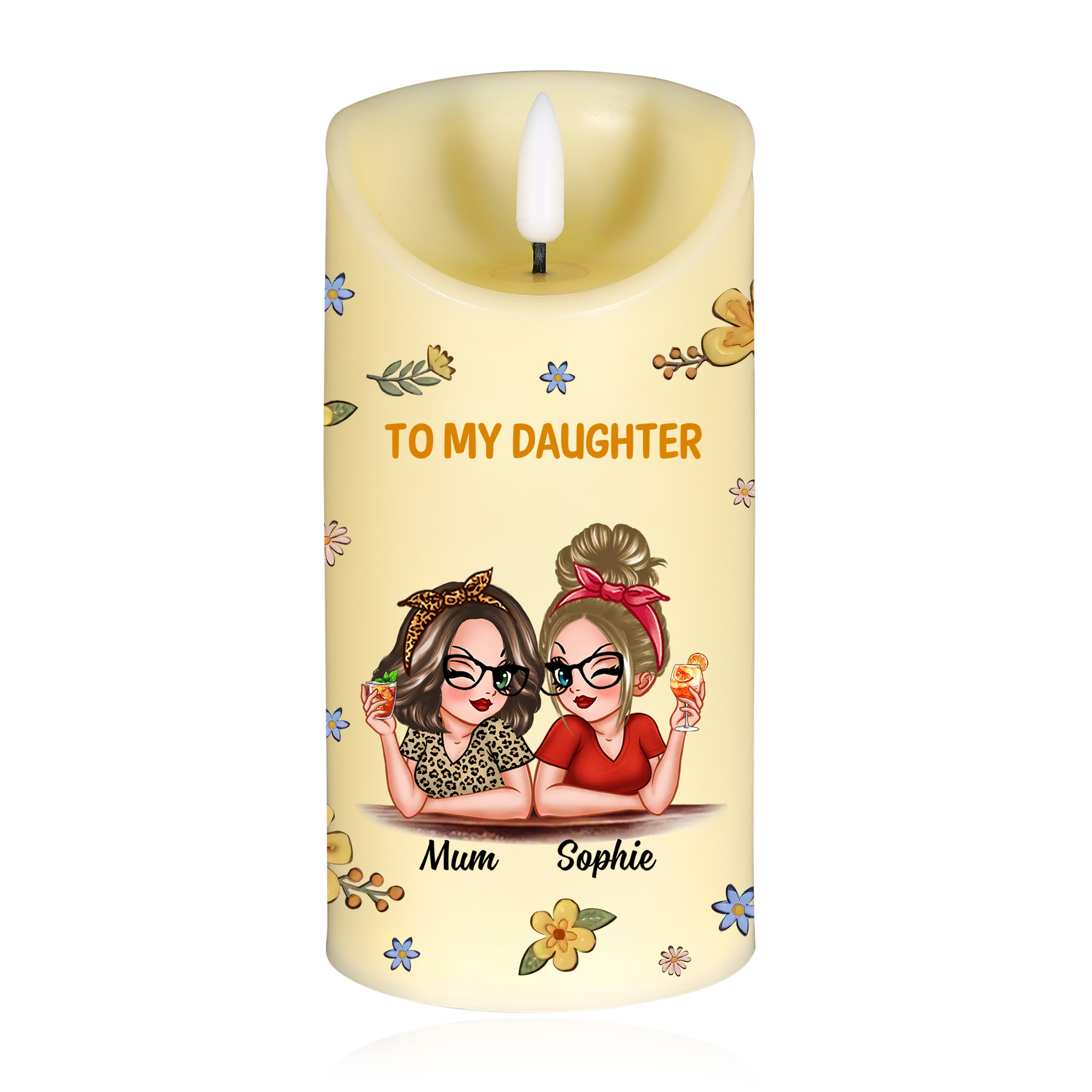 For Mum/Daughter Personalised 2 Names LED Candle Candle Gift for Mum/Daughter | Jessemade