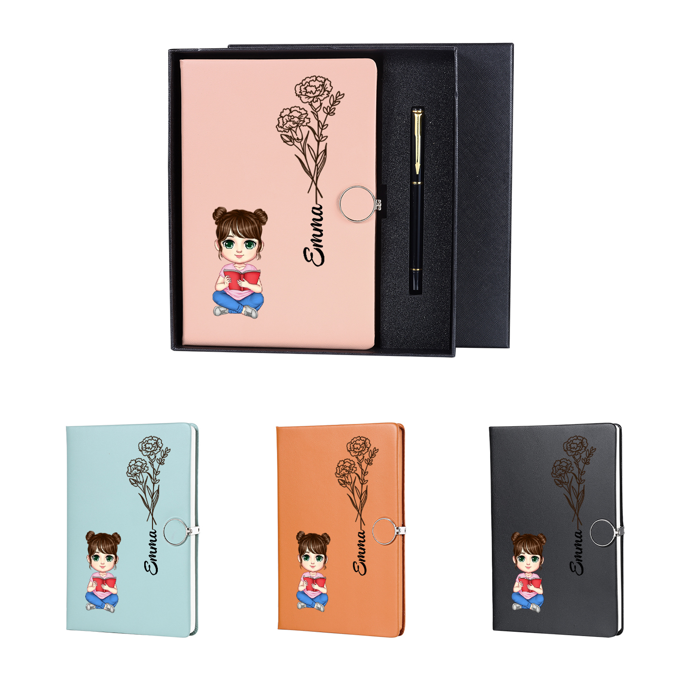 Personalised A5 Notebook Gift Set with Custom Name & Cute Illustration | Back to school gifts | Jessemade