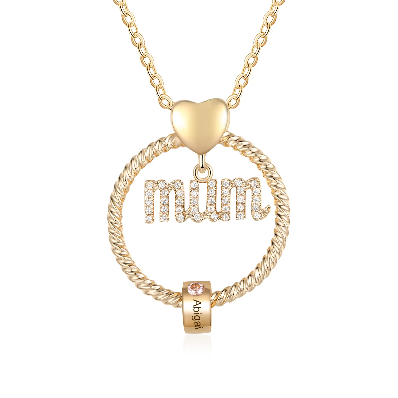 Personalised Mum Circle Necklace Gift Set with Gift Box Custom 1-6 Names & Birthstones Pendant Necklace Gift For Mum