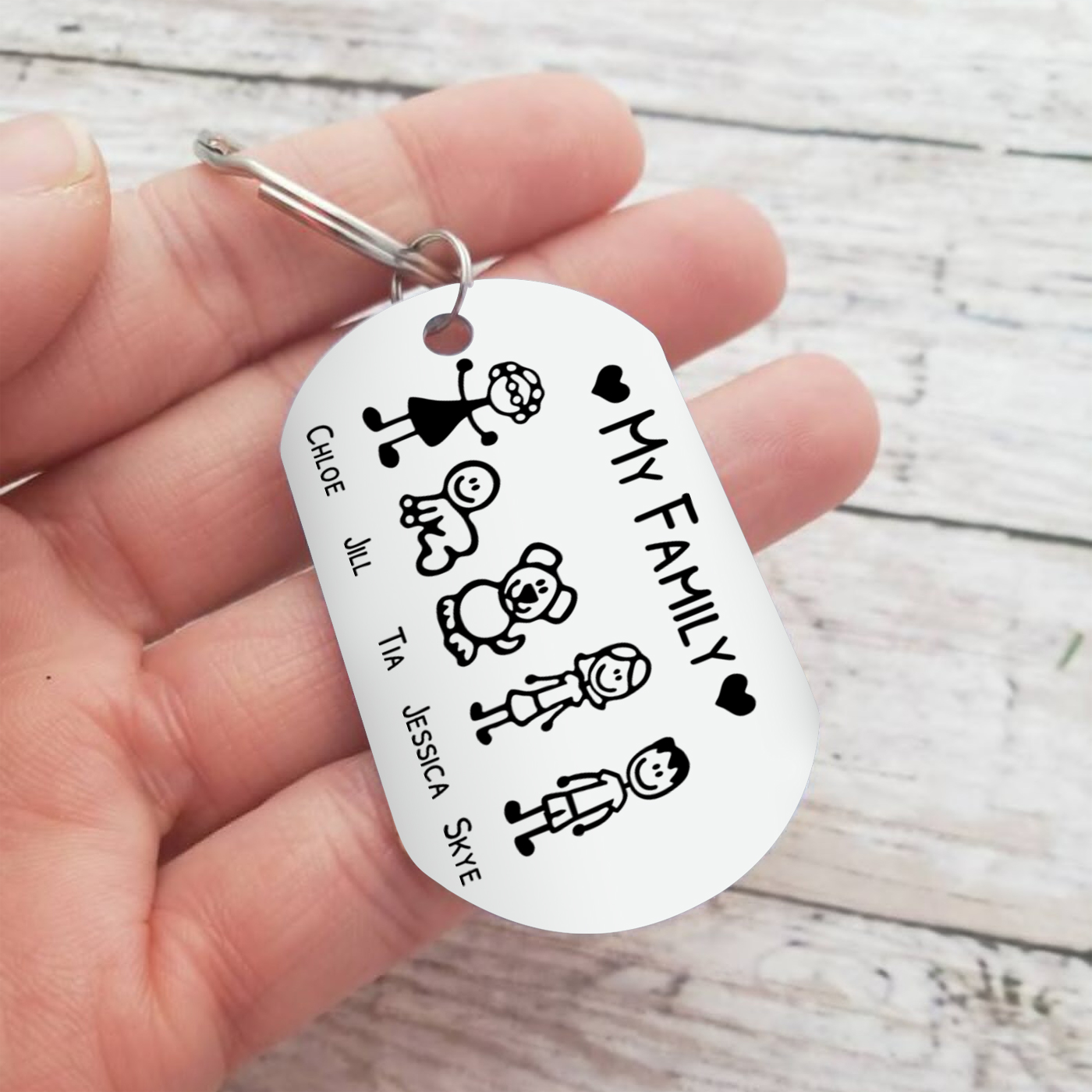 [Copy]Personalised 3 Names & 1 Text Keychain Elephant Family Keychain Gifts for Father/Mother/Grandma/Grandpa