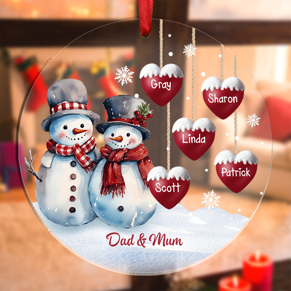 Personalised Snowman Family Ornament Custom with 1-10 Names Christmas Gift-Jessemade AU