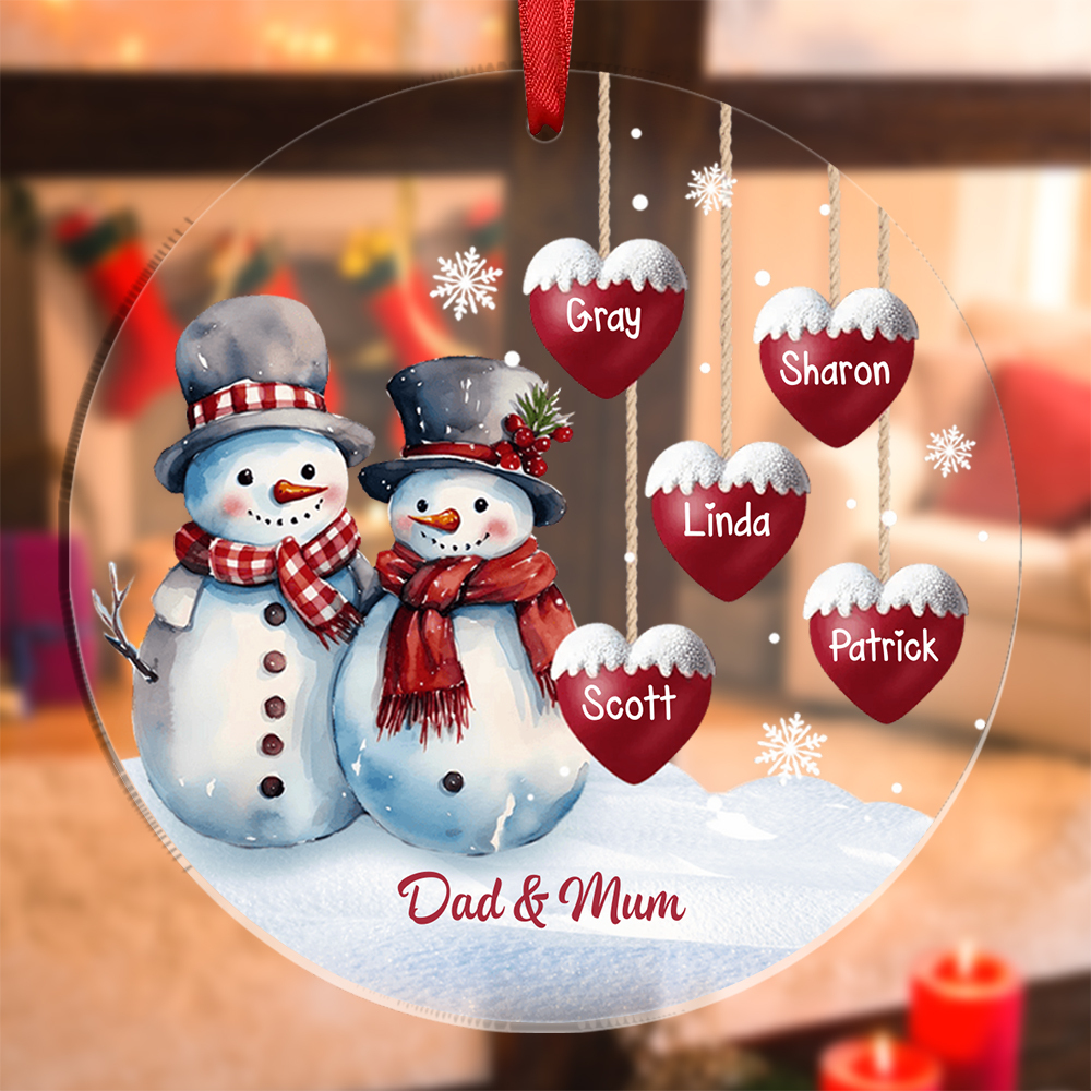 Personalised Snowman Family Ornament Custom with 1-10 Names Christmas Gift-Jessemade AU