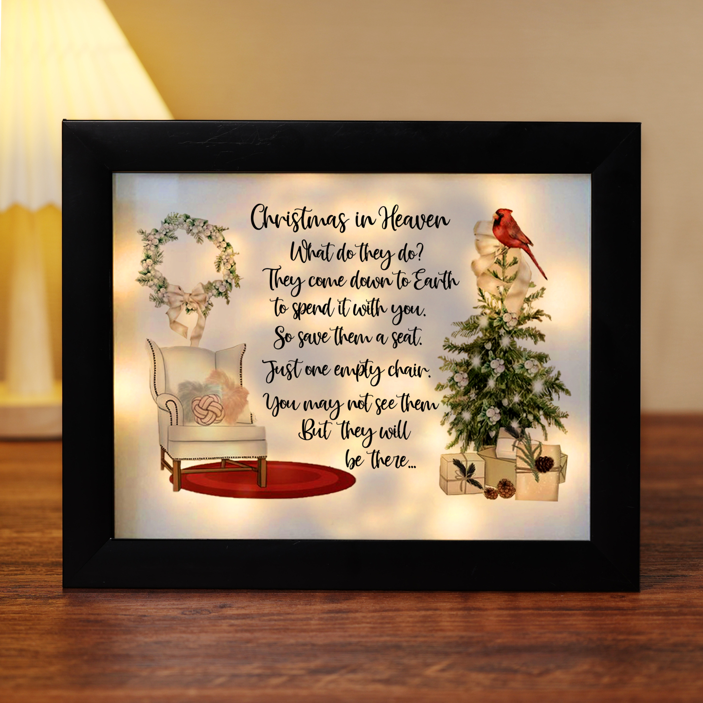 Christmas In Heaven Frame Lighted Shadow Box Sympathy Gifts-Jessemade AU
