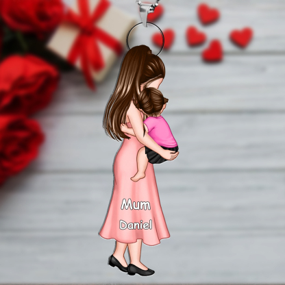 Personalised Mum & Child Acrylic Keyring, Custom with 2 Names Keyring Gift For Mum | Jessemade