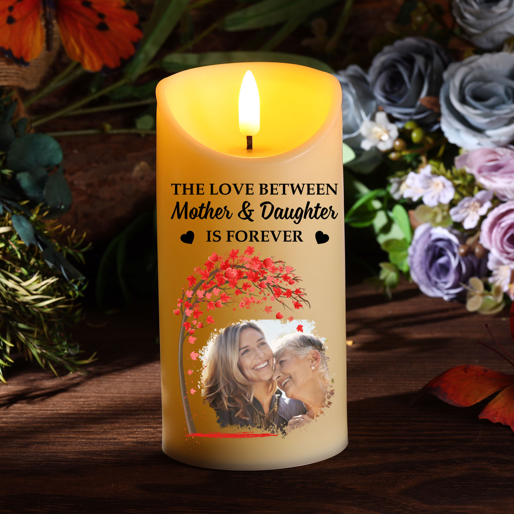 Personalised Mother & Daughter LED Candle – Custom Keepsake Gift with Photo & Quote | Jessemade