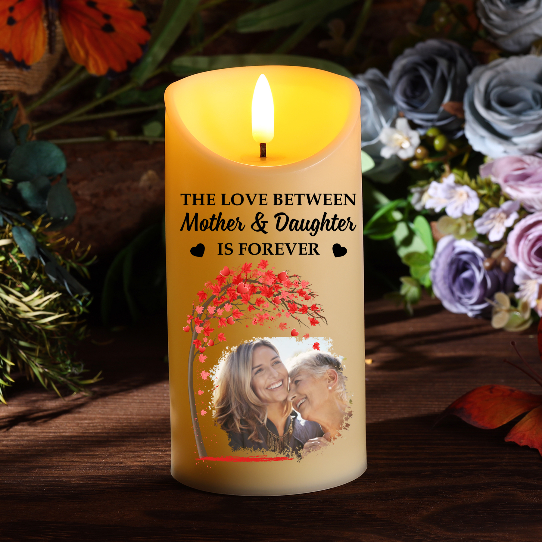 Personalised Mother & Daughter LED Candle – Custom Keepsake Gift with Photo & Quote | Jessemade