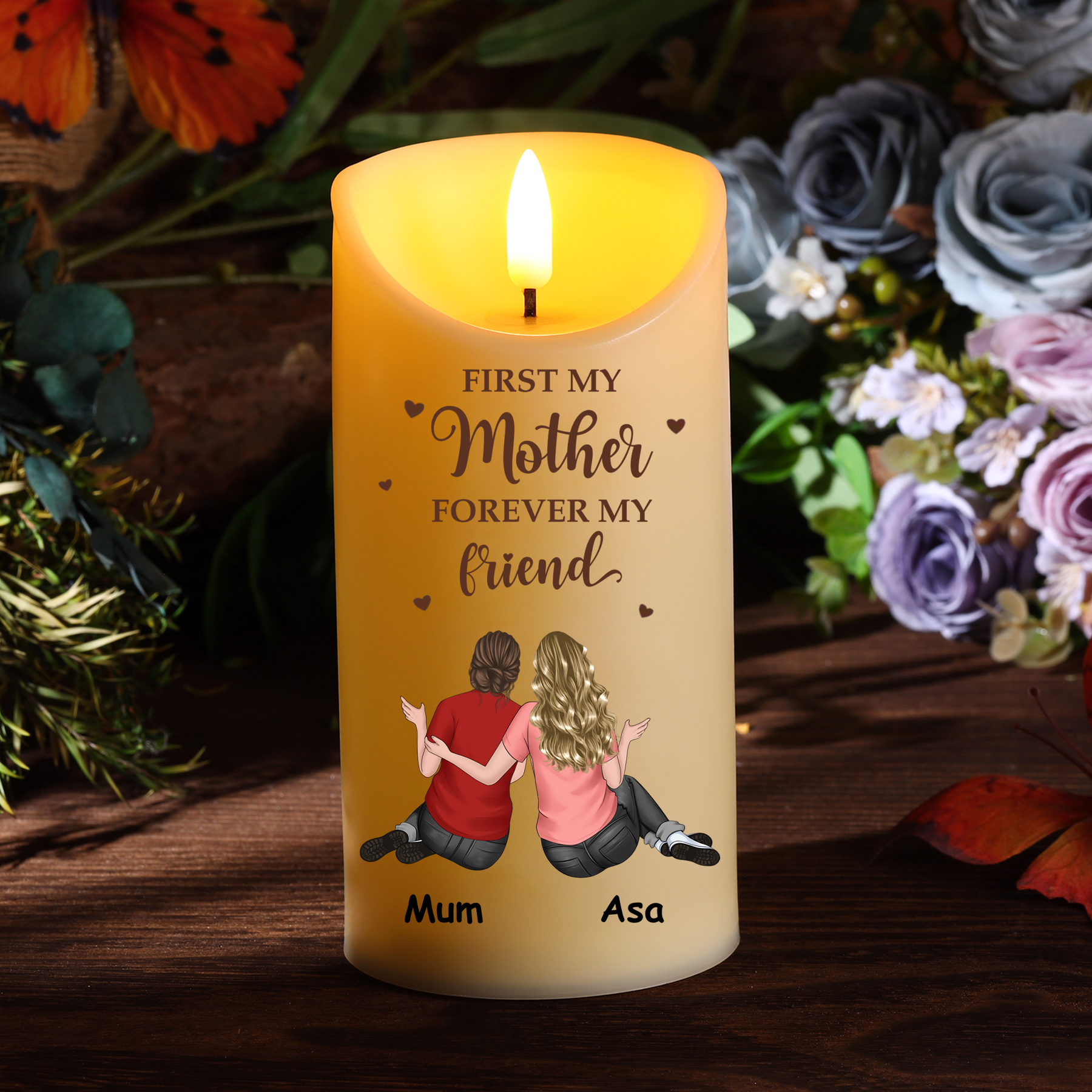 Personalised LED Candle for Mum – Custom Gift with Message & Characters | Jessemade