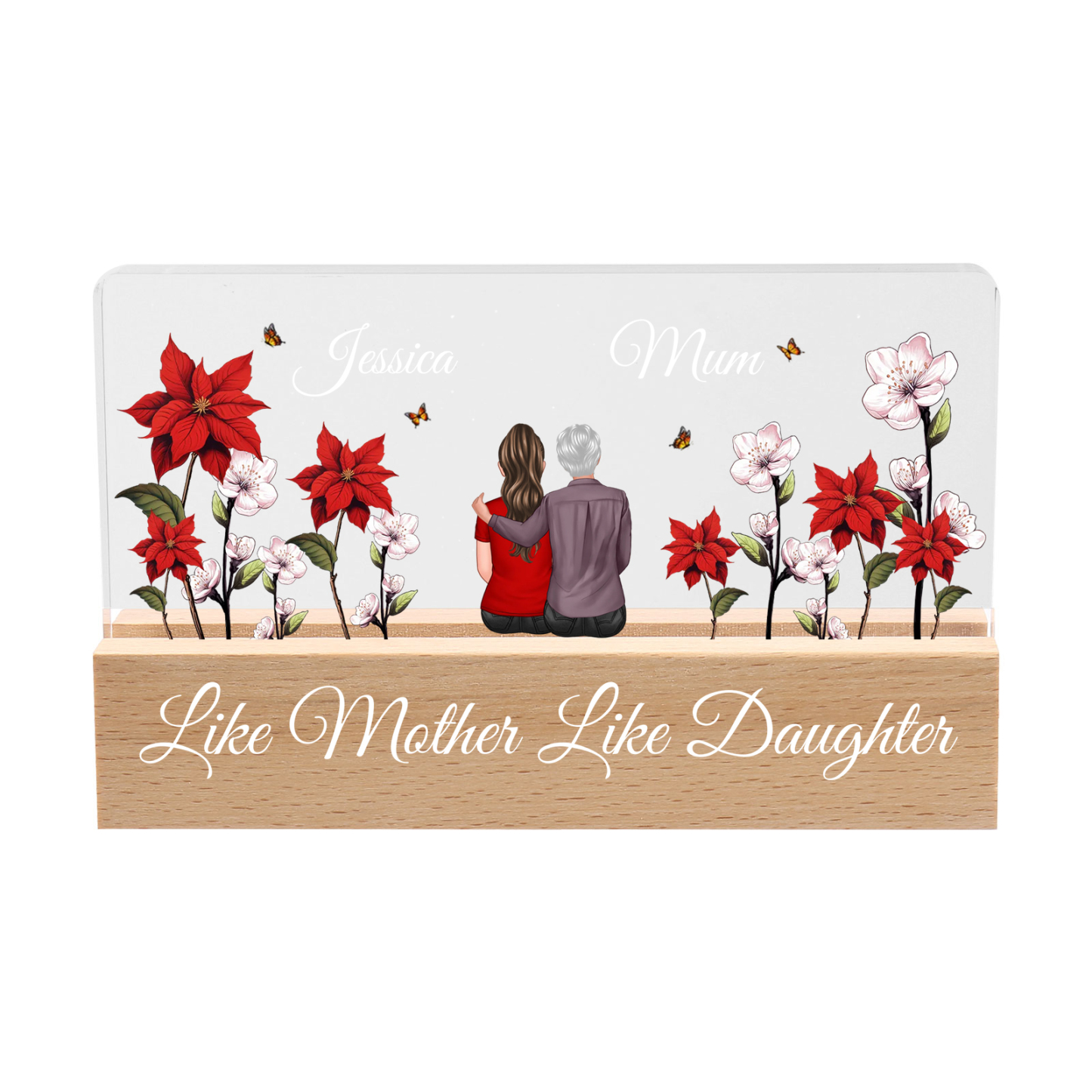 Personalised LED Night Light Custom 2 Names a& Text Custom Like Mother Like Daughter Gift | Jessemade 