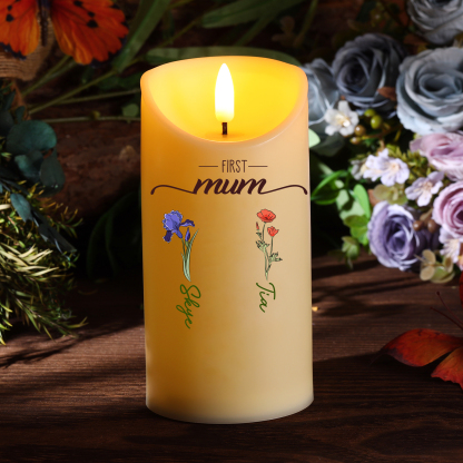 Personalised LED Candle for Mum – Custom Flower & Name Gift Keepsake | Jessemade