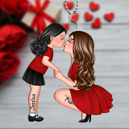 Personalised Mother & Child Acrylic Keyring, Custom Name Keyring Gift For Family | Jessemade