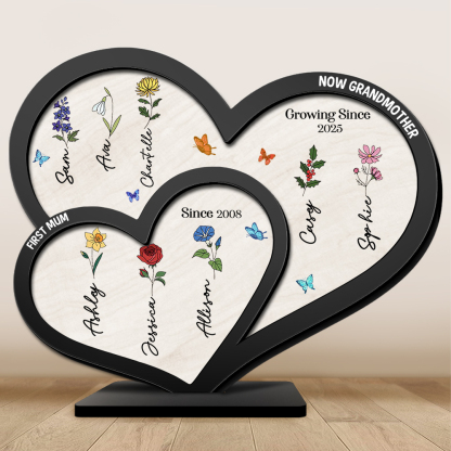 Personalised Heart-Shaped Wooden Plaque for mom or grandma | Jessemade