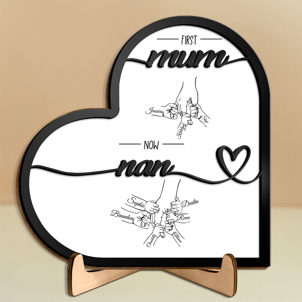 Personalised Heart Wooden Plaque with 1–6 Children’s Names and Custom Title – Family Gift for Mum, Nana or Grandma | Jessemade