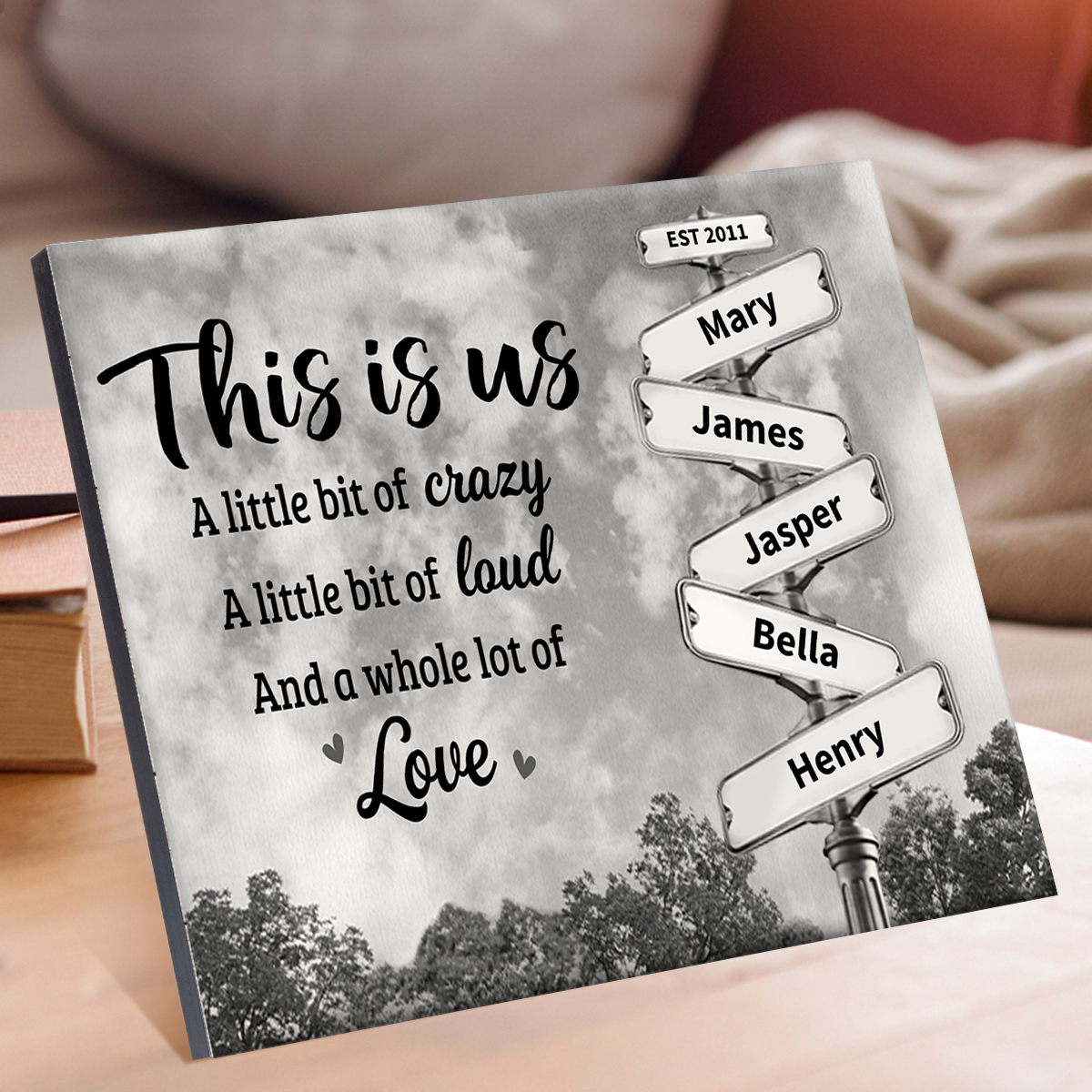 Personalised Wooden Plaque – Custom Text & 2-8 Names, Unique Family Gift | Jessemade