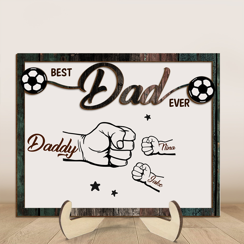Personalised Wooden Desk Ornament for Dad – Custom 2-14 Names Gift | Jessemade