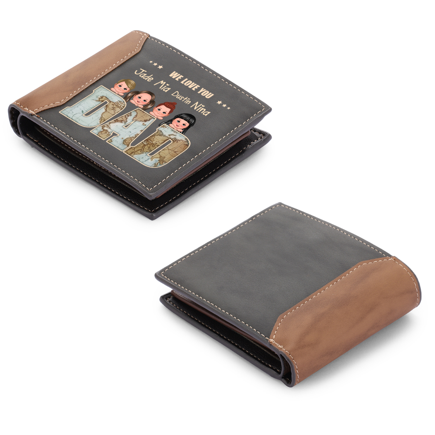 Personalised Fist Wallet for Dad – Customised with 2-12 Names, Practical Gift for Him | Jessemade