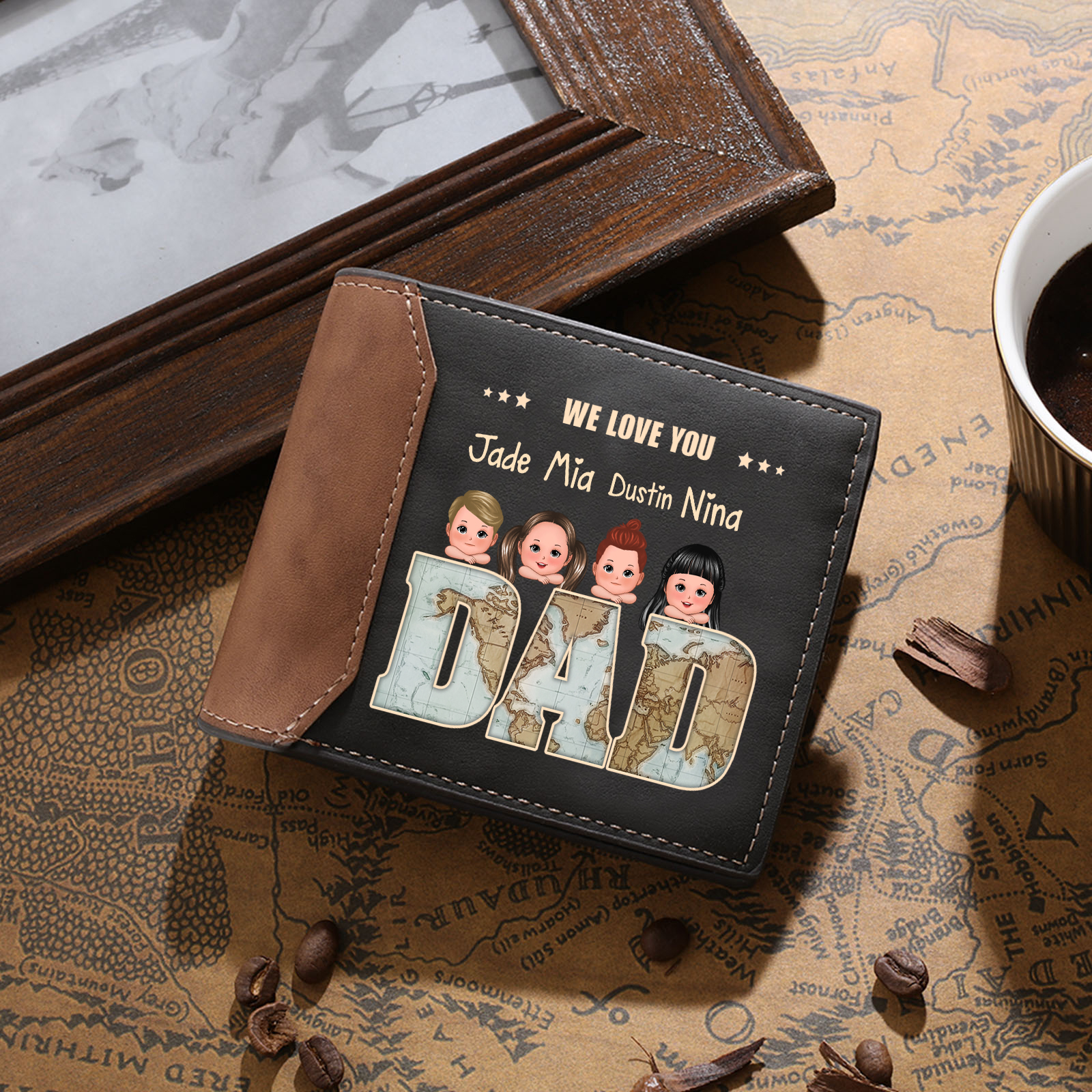 Personalised Fist Wallet for Dad or Grandad – Custom 2-12 Names Gift | Jessemade