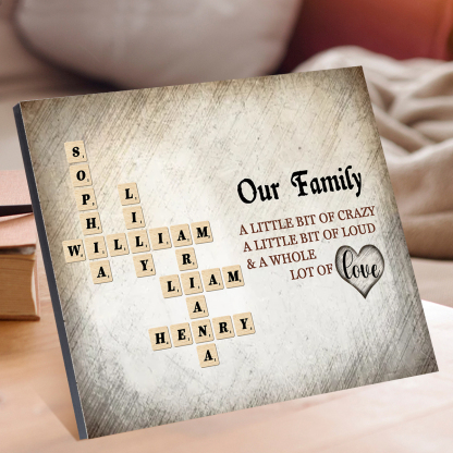 Custom Family Crossword Puzzle Wall Art Personalised Family Tree Wooden Sign Housewarming Gifts