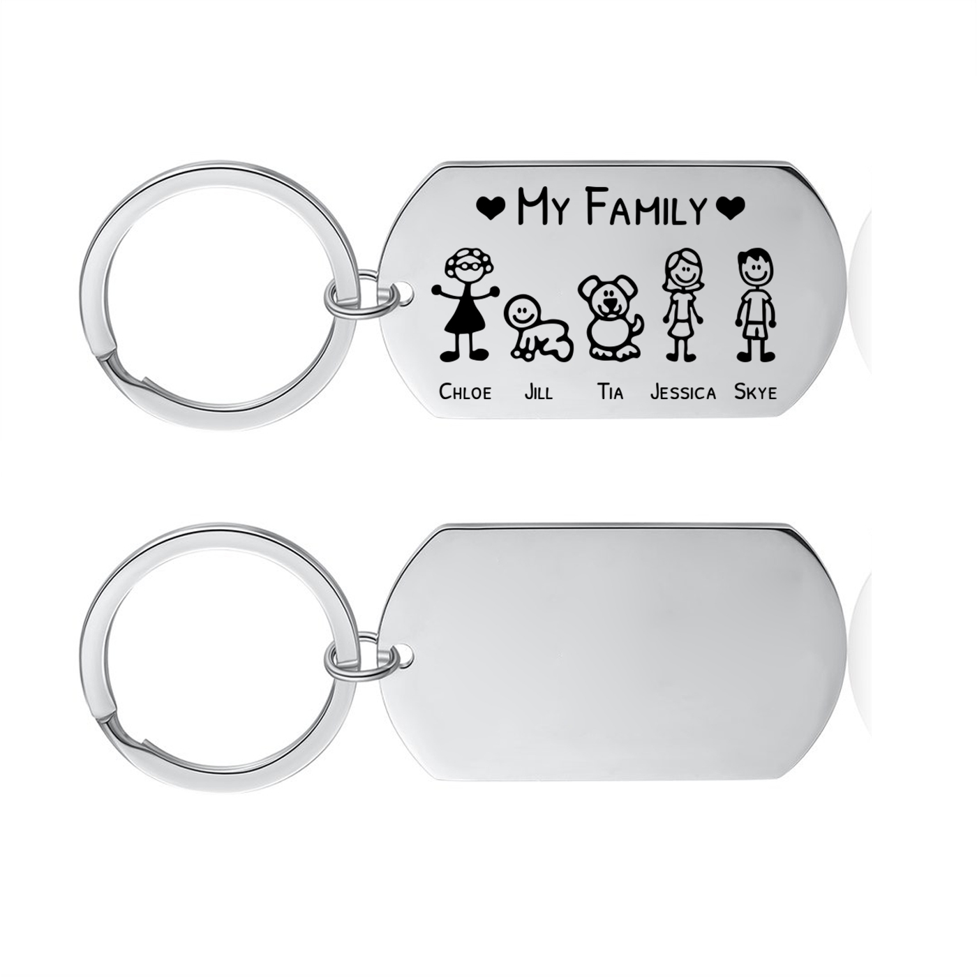 [Copy]Personalised 3 Names & 1 Text Keychain Elephant Family Keychain Gifts for Father/Mother/Grandma/Grandpa
