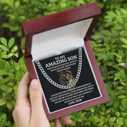 To My Son Never Feel That You Are Alone Cuban Chain Necklace Stainless Steel Necklace Warm Gift