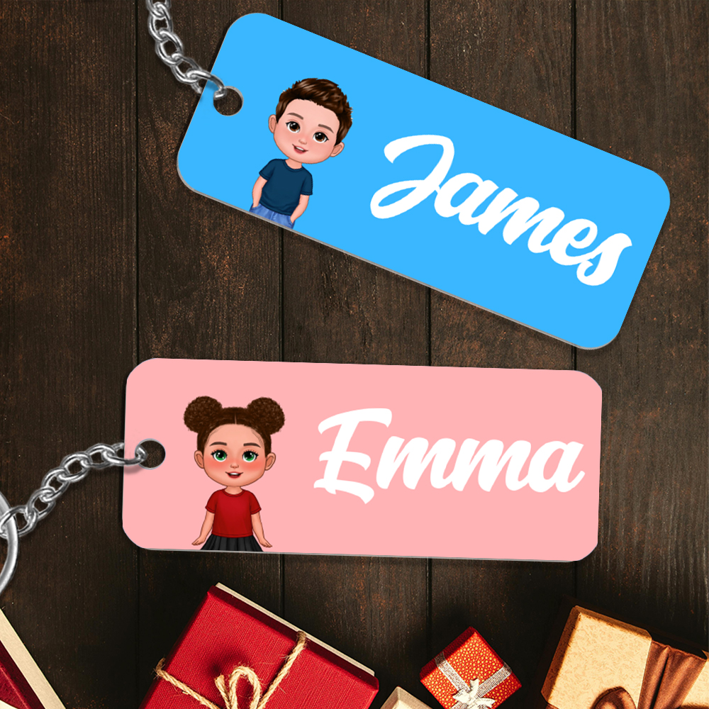 Personalised Keyring with Name & Character – Custom Gift with Multiple Colour Options | Jessemade