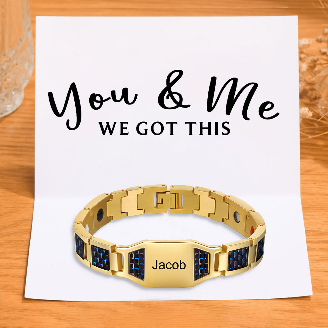 Personalised Men Bracelet Magnetic Custom Name Bracelet for Him