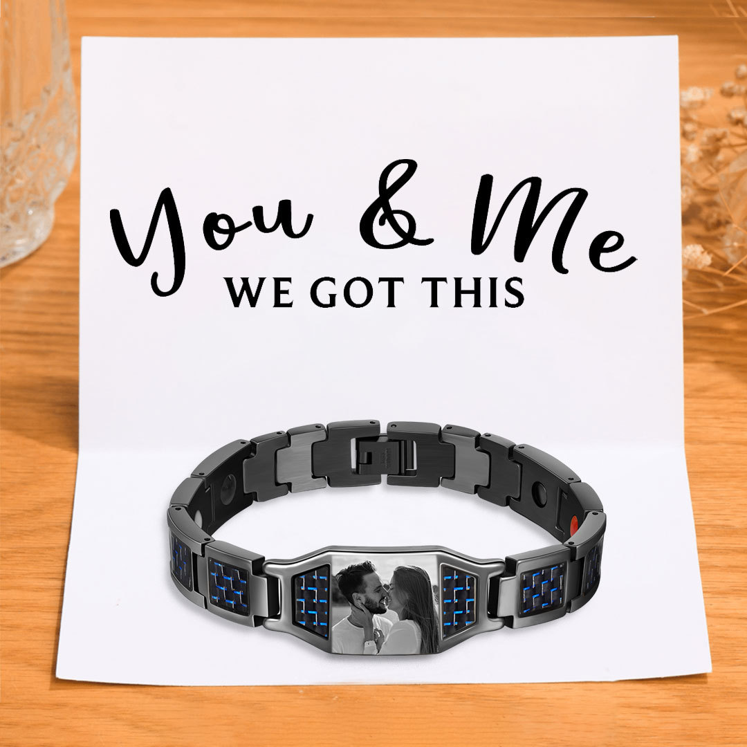 Personalised Men Bracelet Magnetic Custom Photo Bracelet for Him Valentine Gift