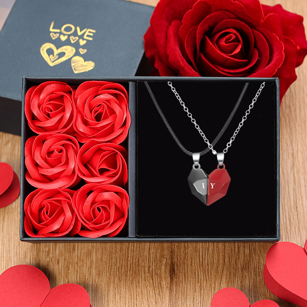 Two Souls One Heart Necklace Set Heart Matching Magnetic necklace for Couple