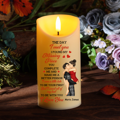 Personalised LED Candle The Day I Met You, I Found My Missing Piece Gift for Her