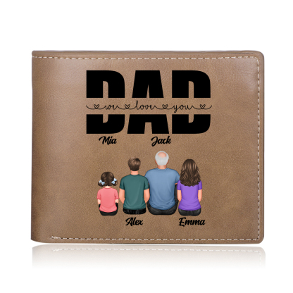 Personalised Father’s Day Wallet – Custom “We Love You Dad” Leather Wallet with Kids' Names | Jessemade