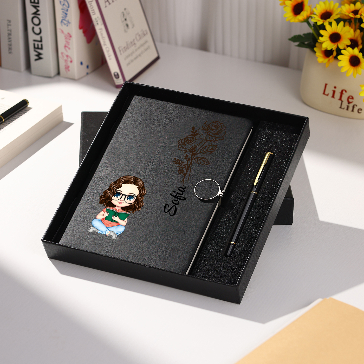 Personalised A5 Notebook Gift Set with Custom Name & Cute Illustration | Back to school gifts | Jessemade