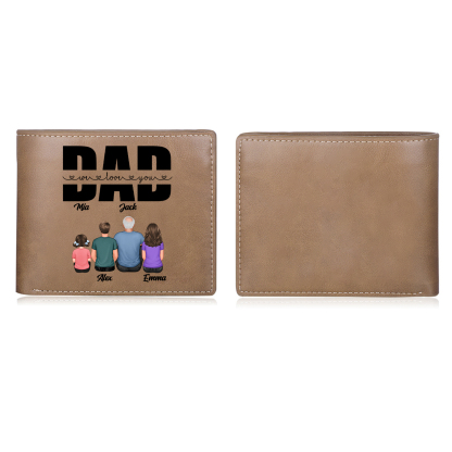 Personalised Father’s Day Wallet – Custom “We Love You Dad” Leather Wallet with Kids' Names | Jessemade