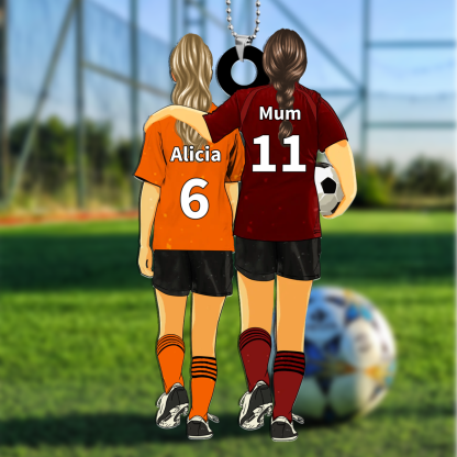 Personalised 2 Names Football Keychain Custom Soccer Keychain Gift for Mum