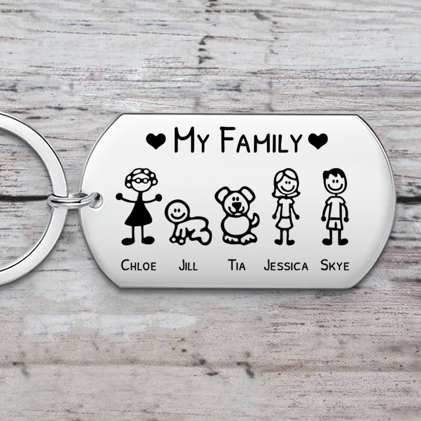 [Copy]Personalised 3 Names & 1 Text Keychain Elephant Family Keychain Gifts for Father/Mother/Grandma/Grandpa