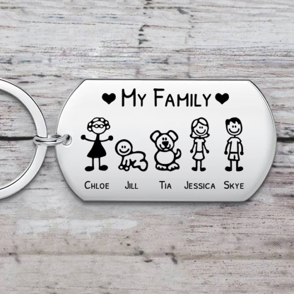 [Copy]Personalised 3 Names & 1 Text Keychain Elephant Family Keychain Gifts for Father/Mother/Grandma/Grandpa