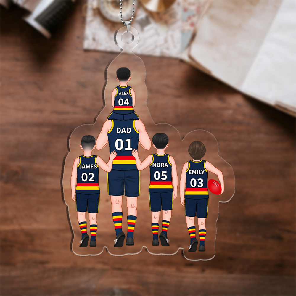 Personalised 2–9 Names Acrylic Keyrings Dad and Kids Australian Rules Football Team Family Keychain Custom Father's Day Gift for Dad Grandpa-Jessemade AU