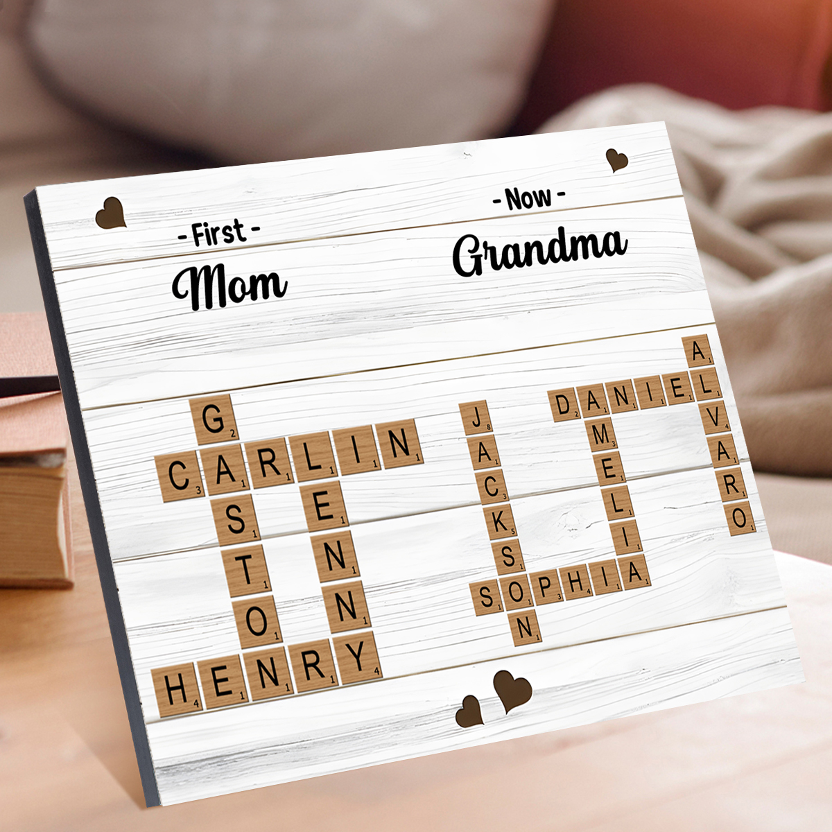 Personalised Wooden Plaque Crossword Family Keepsake Gift for Nanna | Jessemade