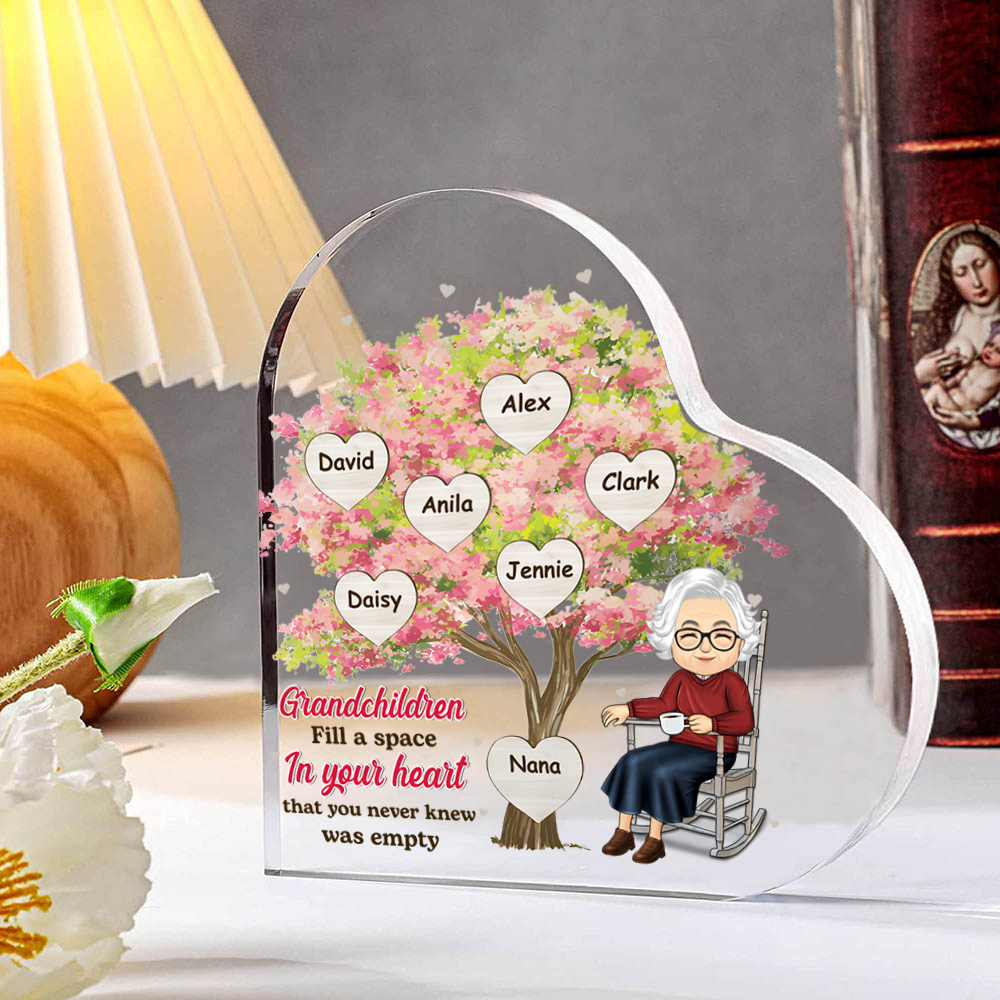Personalised Heart Acrylic Plaque Grandchildren Fill a Space in Your Heart Family Tree Gift for Nanna | Jessemade