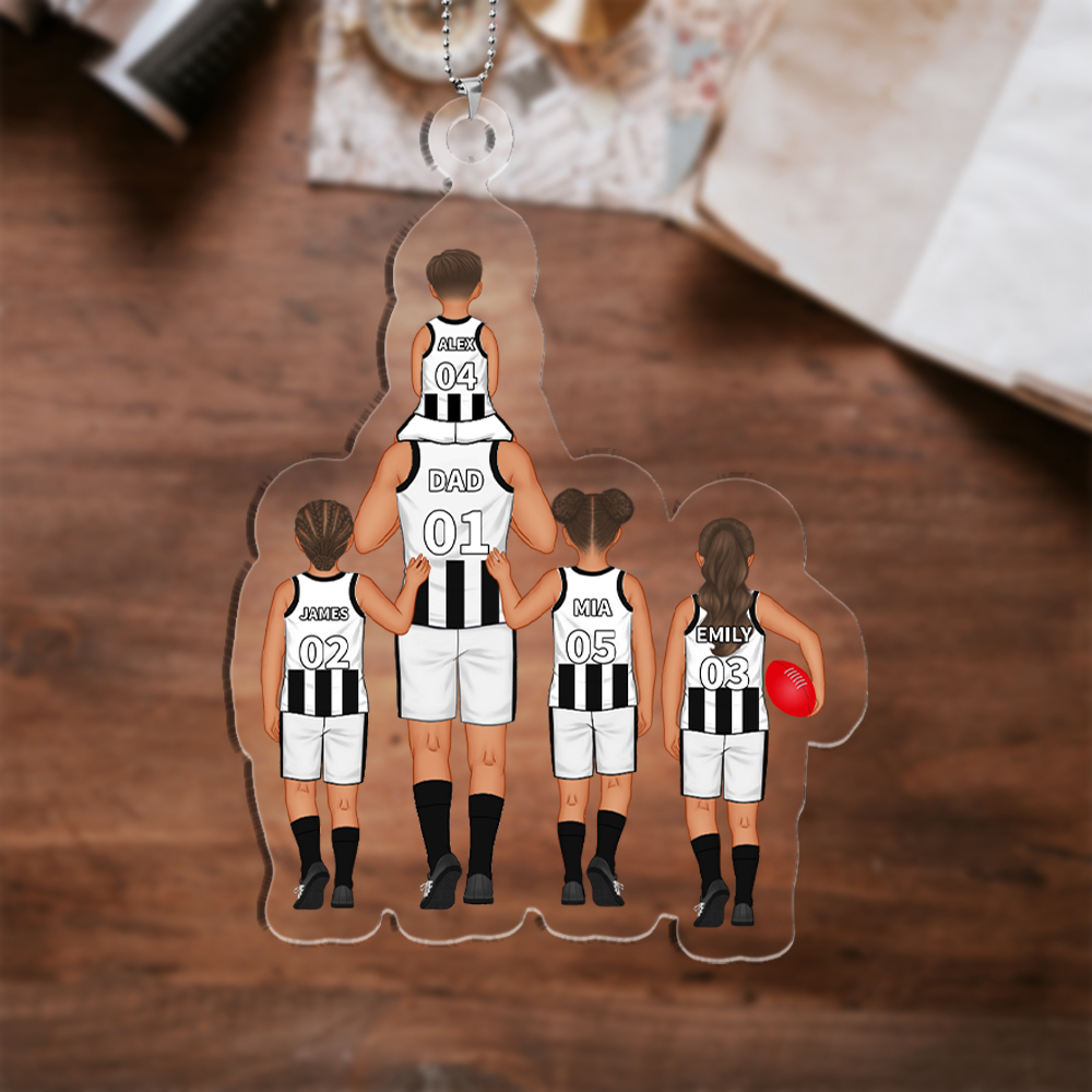 Personalised 2–9 Names Acrylic Keyrings Dad and Kids Australian Rules Football Team Family Keychain Custom Father's Day Gift for Dad Grandpa-Jessemade AU