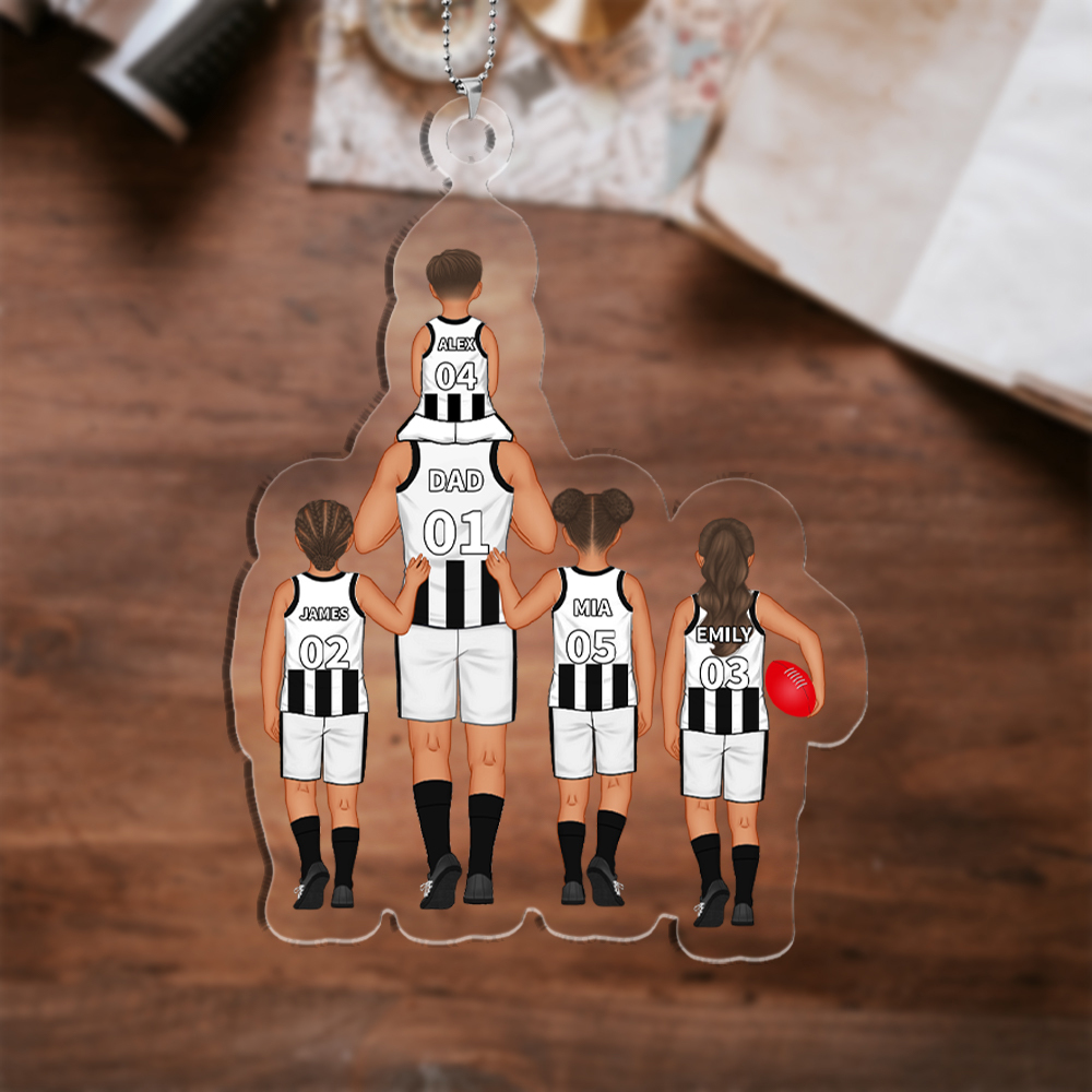 Personalised 2–9 Names Acrylic Keyrings Dad and Kids Australian Rules Football Team Family Keychain Custom Father's Day Gift for Dad Grandpa-Jessemade AU